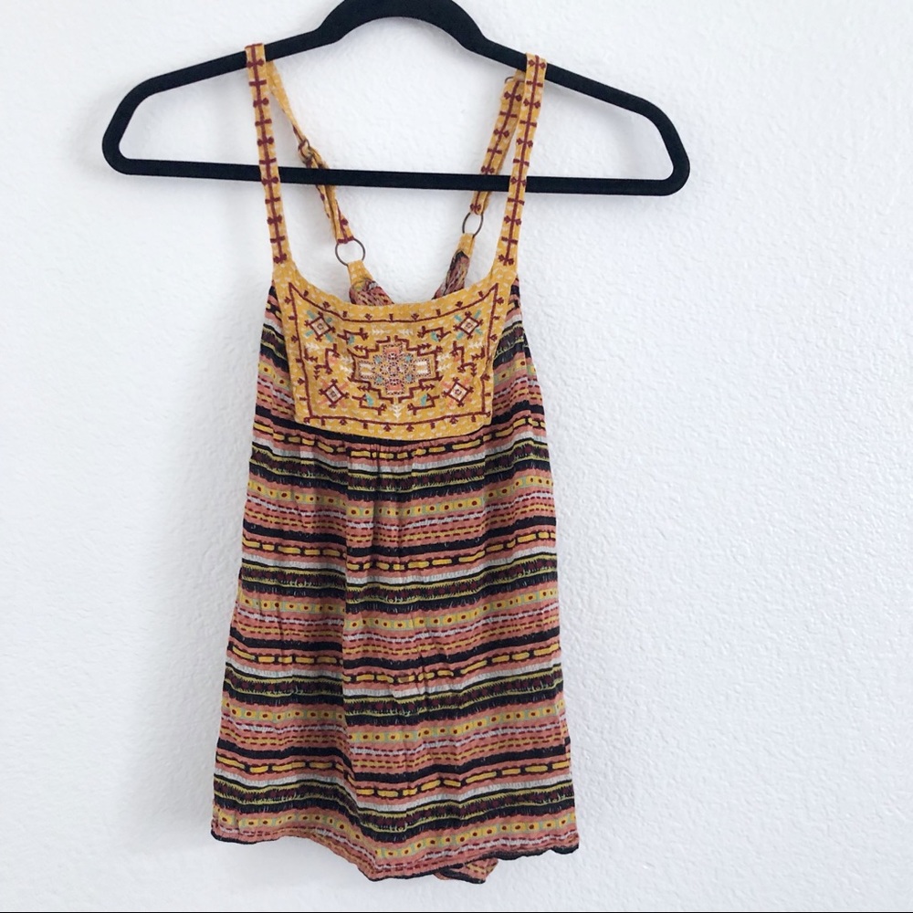 Aztec tribal embroidered boho top